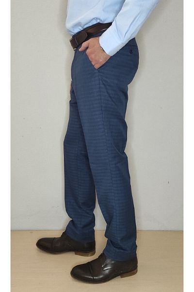 Bomenti Life Men's Plaid Blue Regular Fit Trousers