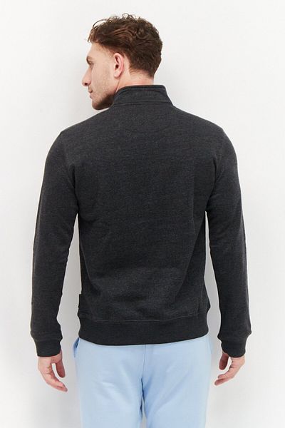 French Connection Men High Neck Brand Logo Half Zip Sweatshirt, Dark Grey
