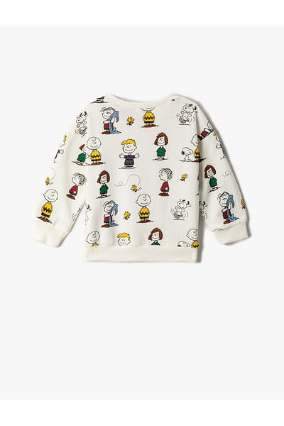 Koton Hanorac cu licență cu imprimeu Snoopy, bumbac, cu mânecă lungă, cu gât crew