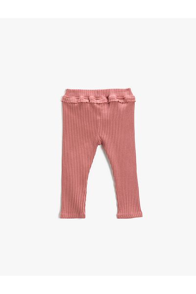 Koton Ribbed Leggings with Ruffle Detail and Elastic Waist