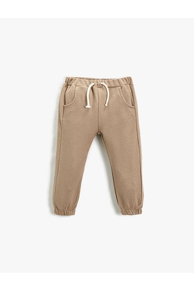 Koton Basic Jogger Sweatpants Tie Waist Pocket Textured