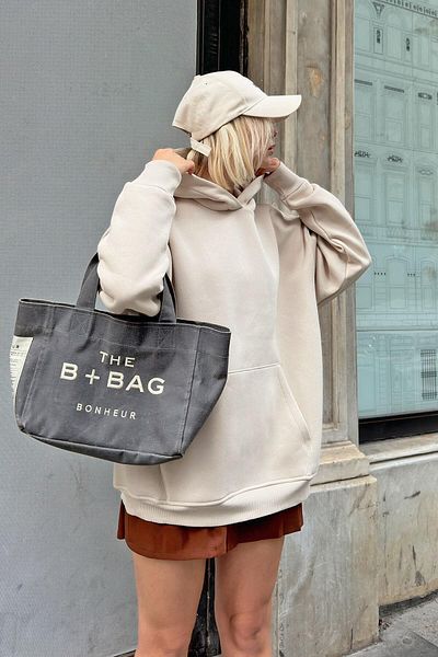 Swist Beige Stay Kapuzen-Känguru-Taschen-Oversize-Damen-Sweatshirt mit Fleece-Innenseite
