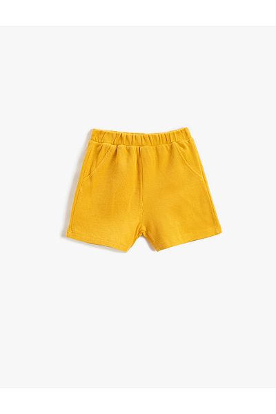 Koton Basic Shorts Textured Pockets Elastic Waist