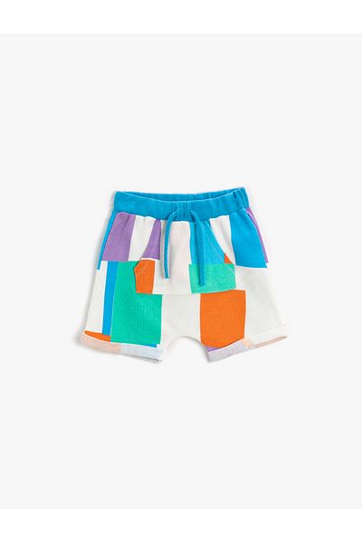Koton Pantaloni scurți cu cravată în talie, bloc de culoare elastică, buzunar cangur