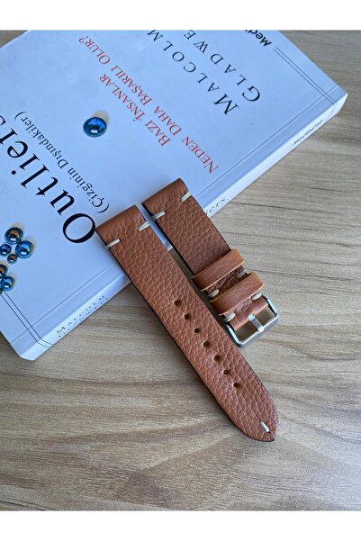 Prizma El Dikişi Taba Renk Yumuşak Dokulu Gerçek Deri Saat Kordonu. Hakiki Deri. 20,22,24,26mm.