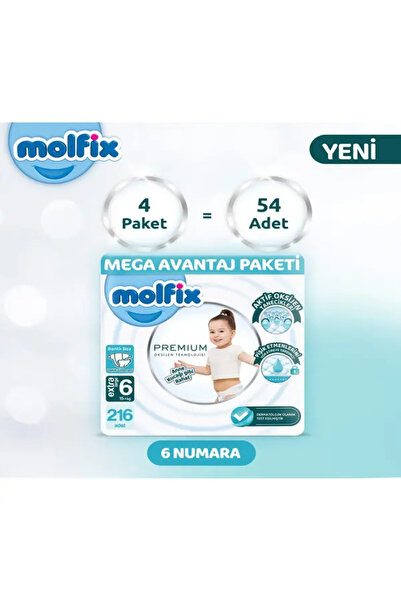 Molfix 6 Beden Premium Ultra Fırsat Paketi 54 Adet (4PAKET)
