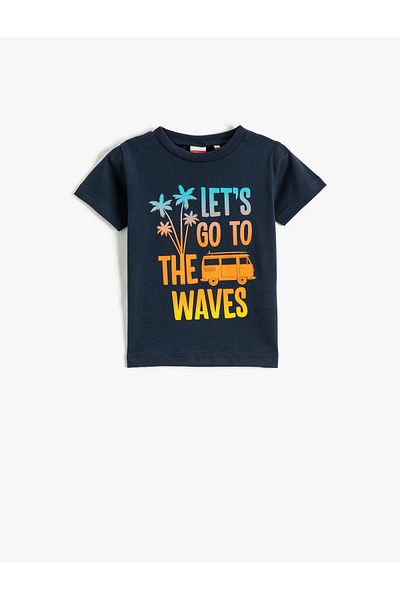 Koton Printed Navy Blue Baby T-shirt 3smb10055tk