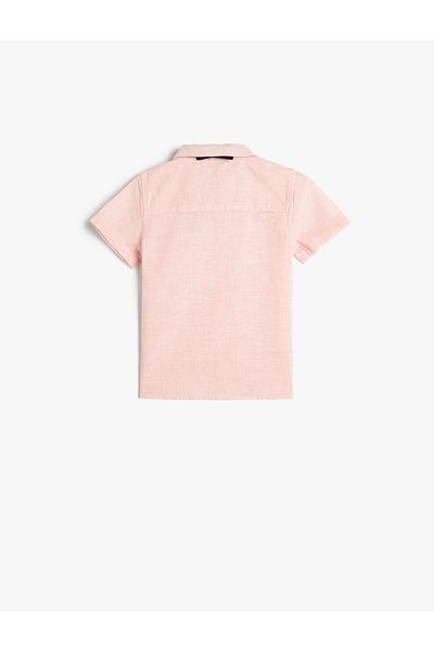 Koton Linen Shirt Short Sleeves with Bow Tie and Pocket Detail