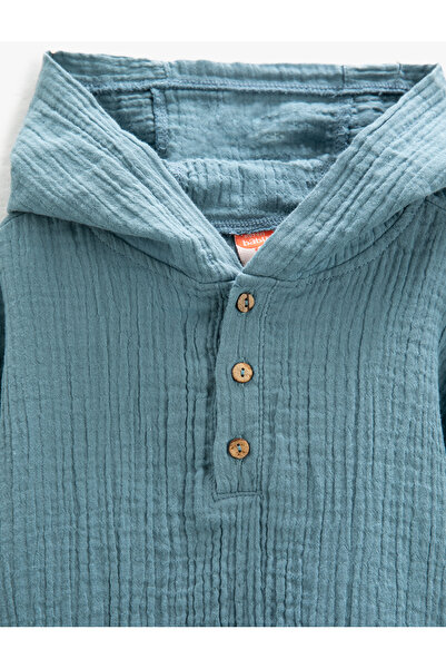 Koton Hanorac din muselină cu glugă, cu mânecă lungă, buzunar cu nasturi