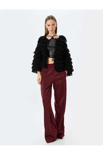 Koton X Inji - Crop Tasseled Textured Button Detailed Cardigan