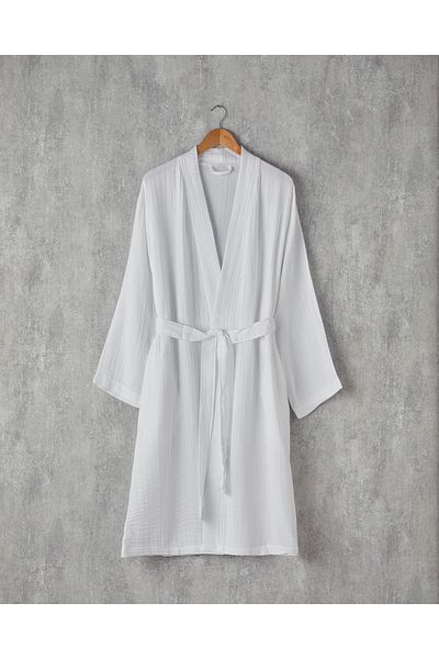 English Home Barbara Muslin - 100% Cotton White Bathrobe