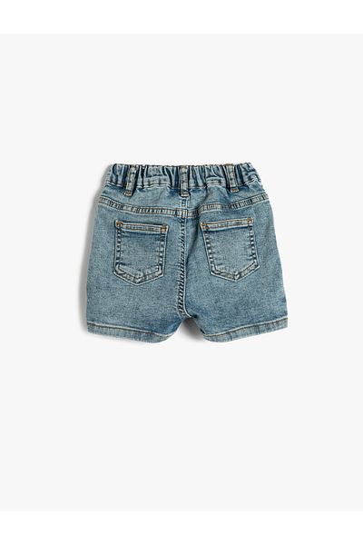 Koton Pantaloni scurți din denim cu buzunare cu talie elastică din bumbac