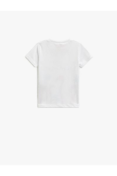 Koton Flamingo Printed T-Shirt Short Sleeve Crew Neck Glitter
