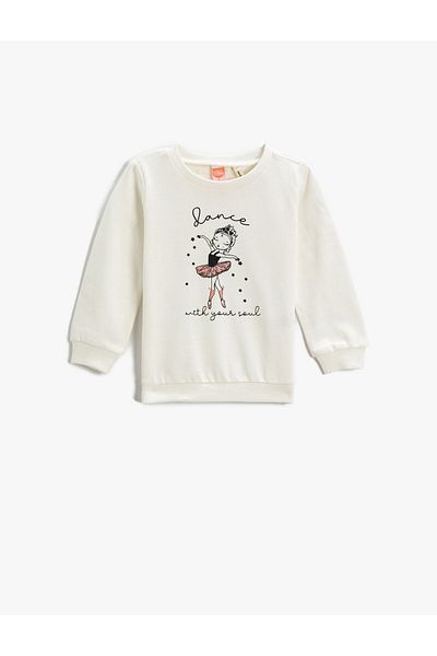 Koton Ballerina Printed Sweatshirt Crew Neck Cotton