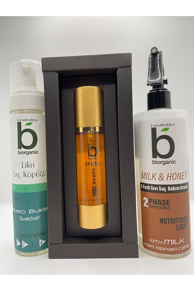 Biorganic Hair Care Set 3 Pieces - 400 ml Care Milk, 50 ml Argan Oil and 300 ml Hair Foam ...Cyt 1214512