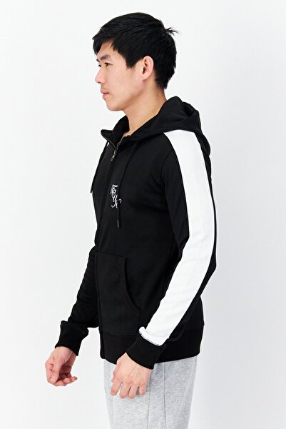 French Connection Men Hood With Drawstring Printed Long Sleeve Sweatshirts, Black