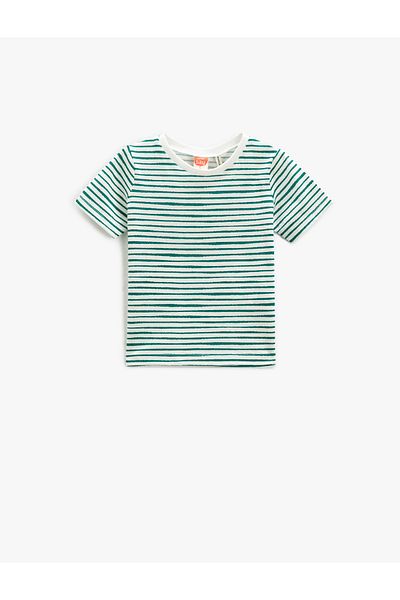 Koton Striped Basic T-Shirt - Profi Sleeve Crew Neck Cotton