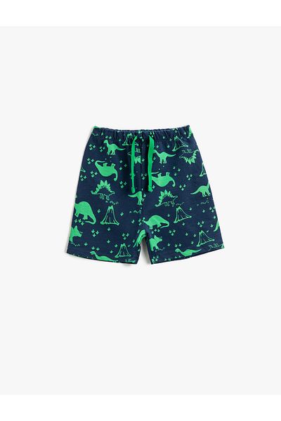 Koton Shorts mit Dinosaurier-Print und Bindebund