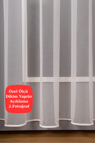 Emes Sade Şık İpek Zemin Kırışmaz Düz Tül Perde Sık Pile