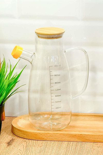 Pikas Borosilicate Glass Oil Vinegar - Vacuum with Bamboo Lid