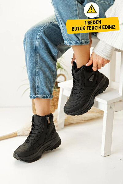 Mind Black Rahat Yüksek Taban Soğuk Geçirmez Kadın Kışlık Bot