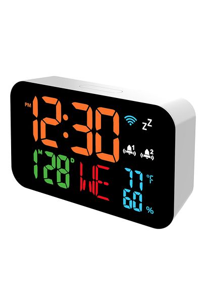 Choice WHITE Tuya WiFi Desktop Clock Calendar Intelligent Thermometer Hygrometer with Digital LED Display S