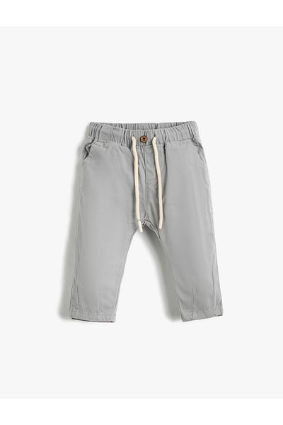 Koton Trousers Tie Waist Elastic Pocket Cotton