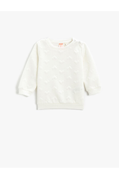 Koton Basic-Sweatshirt mit Struktur, Rundhalsausschnitt und langen Ärmeln