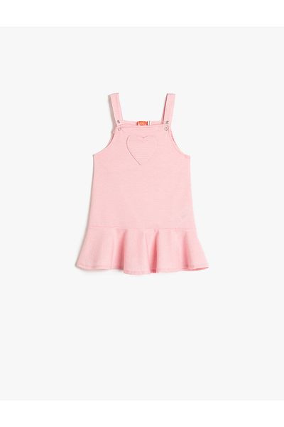 Koton Salopet Dress Heart Appliqued Textured Voluminous