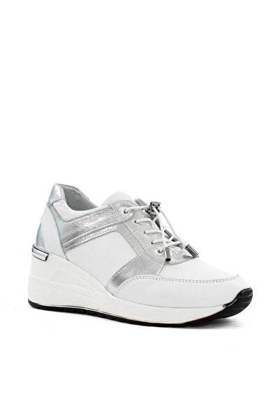 Celal Gültekin Kadın Beyaz Dolgu Topuklu Deri Sneaker