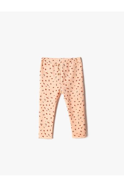 Koton Geblümte Leggings mit Knopfdetail und elastischem Bund
