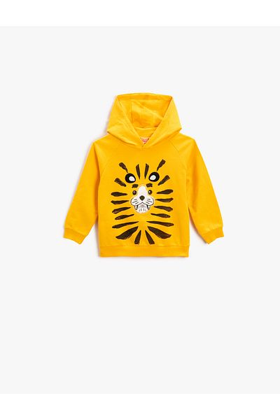 Koton Hooded Sweatshirt Tiger Printed Long Sleeve