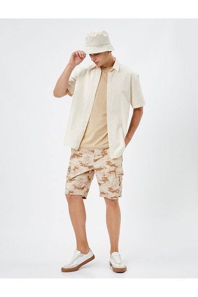 Koton Cargo Shorts Camouflage Printed Cotton with Lace Waist Pocket Detail