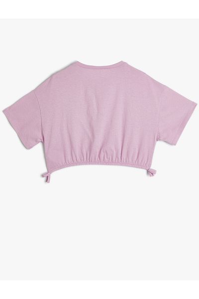 Koton Crop T-Shirt Short Sleeve Crew Neck College Printed Cotton