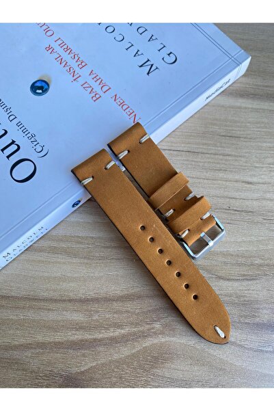 Prizma El Dikişi Hardal Sarısı Süet Gerçek Deri Saat Kordonu. Hakiki Deri. 20...
