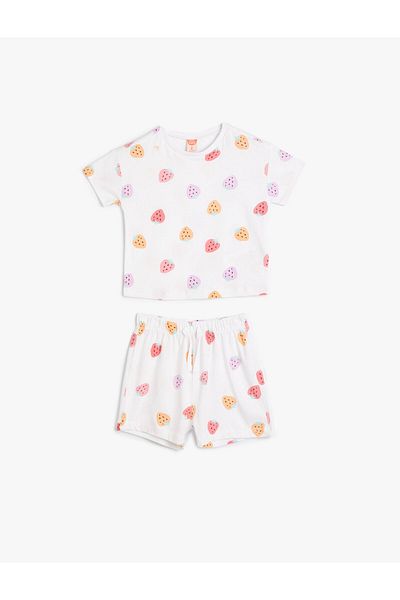 Koton Heart Printed Cotton Shorts and T-shirt Set
