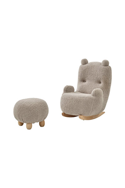 Lajivert Panda Sallanan Sandalye + Puf (Gri)