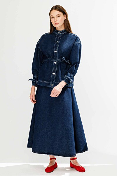 Hooopstore بدلة زرقاء مع تنورة من الدنيم