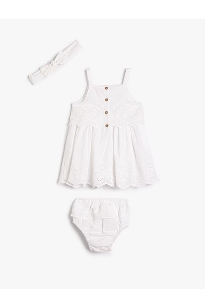 Koton Dress Set 3-Piece Cotton - Strappy Dress, Matching Panties and Headband