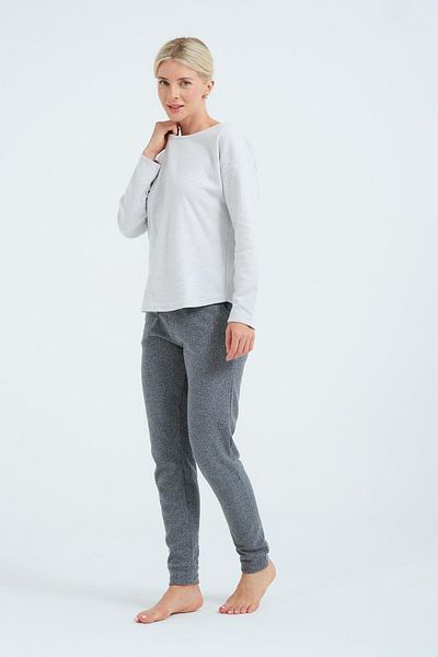 C&City Weißes Jacquard-Pyjama-Set mit langen Ärmeln – schulterfrei 402027