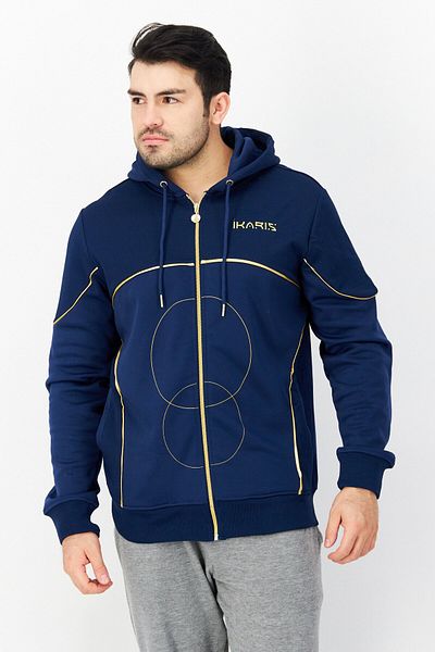 Marvel x Difuzed Men Hooded Long Sleeve Full Zip Embroidered Sweatshirt, Navy Blue