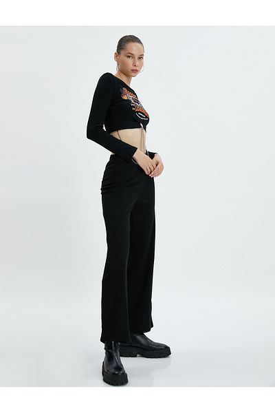 Koton Wide Leg Trousers, Relaxed Cut, Elastic Waist Camisole