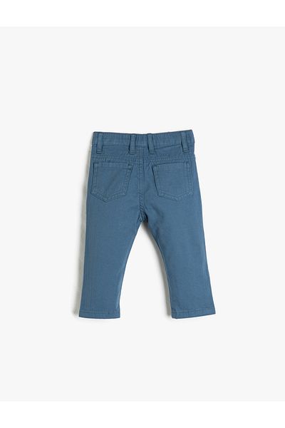 Koton Trousers Slim Fit Pocketed Cotton Adjustable Elastic Waist