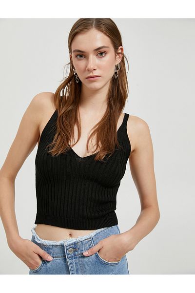 Koton Crop Knitwear Undershirt with Straps V-Neck
