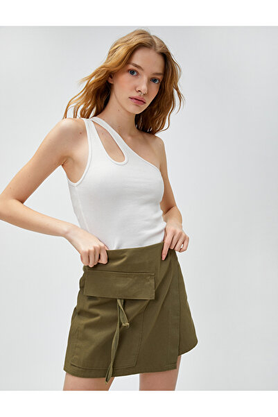 Koton Crop Ribbed Athlete One Shoulder με λεπτομέρεια παραθύρου