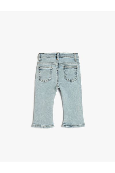 Koton Denim Trousers Flare Legs Pocket Cotton - Flare Jeans with Adjustable Elastic Waist
