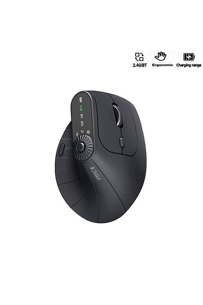 Choice Black Multi-device Vertical Ergonomic Mouse With Function Adjustment Kno Rechargeable 2.4g Bluetooth