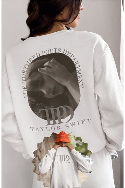 Fuddy Moda Unisex Taylor Swift TTPD φούτερ χωρίς κουκούλα με στάμπα στην πλάτη, φούτερ με στάμπα Taylor Swift