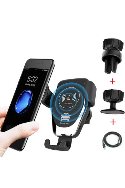 Vikefon شواحن لاسلكية سوداء بقوة 30 واط، شحن سريع للسيارة، متوافقة مع أجهزة آ...