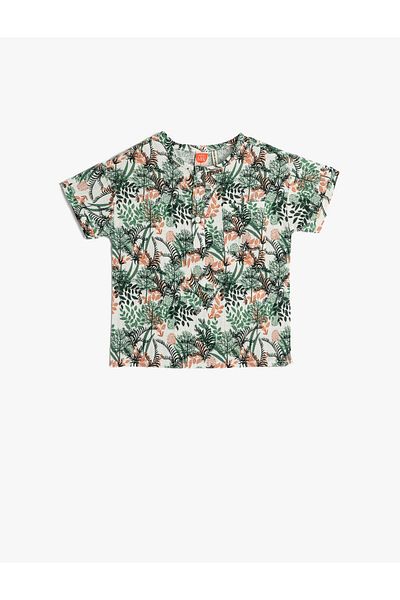 Koton Floral T-Shirt Short Sleeve Crew Neck Cotton